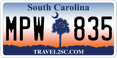 SC license plate MPW835