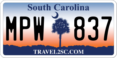 SC license plate MPW837