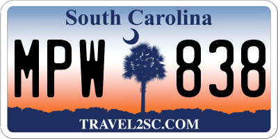 SC license plate MPW838