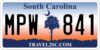 SC license plate MPW841
