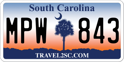 SC license plate MPW843