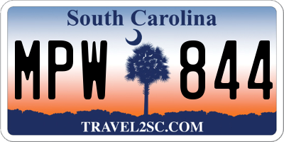 SC license plate MPW844