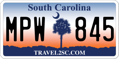 SC license plate MPW845
