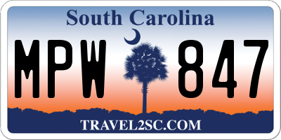 SC license plate MPW847