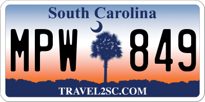 SC license plate MPW849