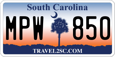 SC license plate MPW850