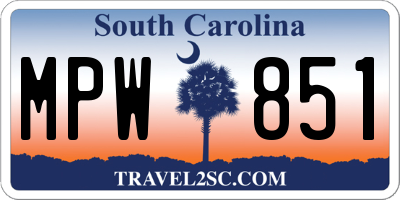 SC license plate MPW851