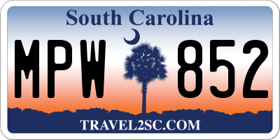 SC license plate MPW852