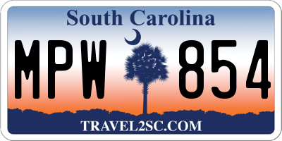 SC license plate MPW854