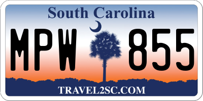 SC license plate MPW855
