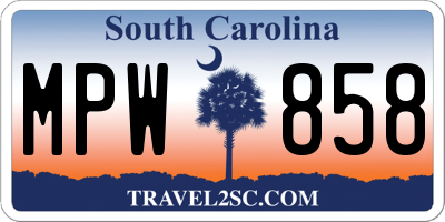 SC license plate MPW858