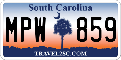 SC license plate MPW859