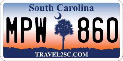 SC license plate MPW860