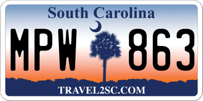 SC license plate MPW863