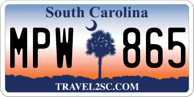 SC license plate MPW865