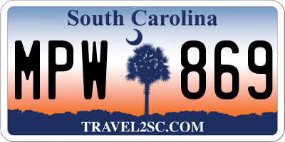 SC license plate MPW869