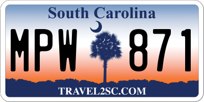SC license plate MPW871