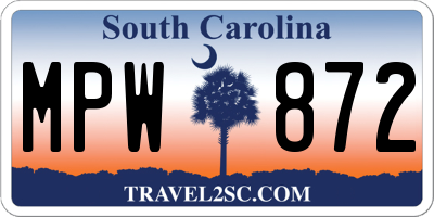SC license plate MPW872