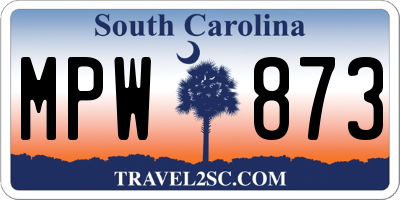 SC license plate MPW873