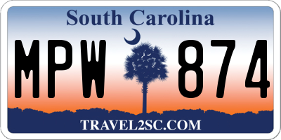 SC license plate MPW874