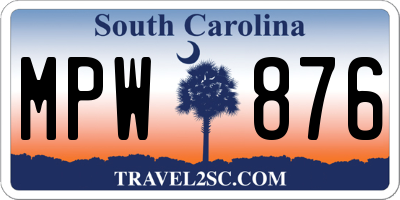 SC license plate MPW876