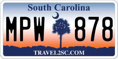 SC license plate MPW878