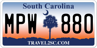 SC license plate MPW880