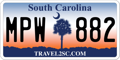 SC license plate MPW882