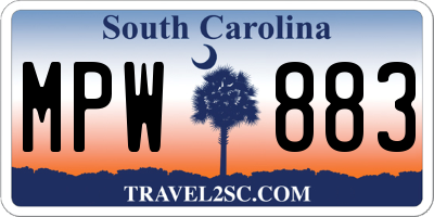 SC license plate MPW883