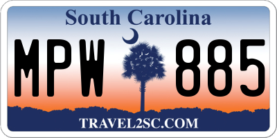 SC license plate MPW885