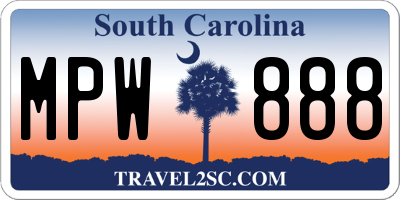 SC license plate MPW888