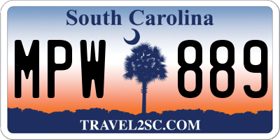 SC license plate MPW889