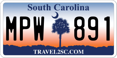 SC license plate MPW891