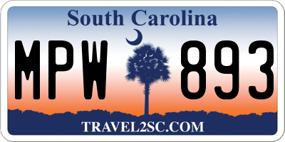 SC license plate MPW893