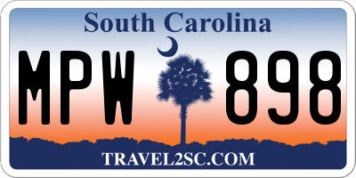SC license plate MPW898