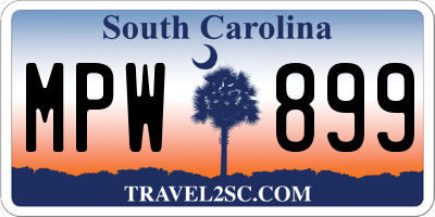 SC license plate MPW899