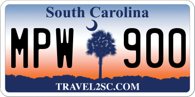 SC license plate MPW900