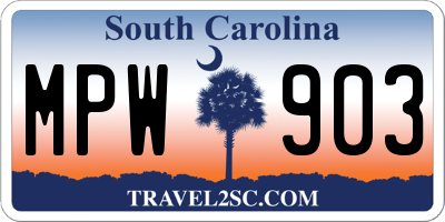 SC license plate MPW903