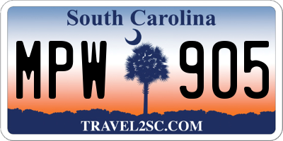 SC license plate MPW905
