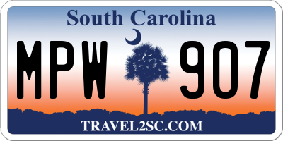 SC license plate MPW907
