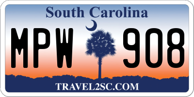 SC license plate MPW908