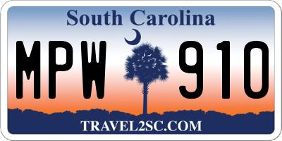SC license plate MPW910