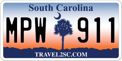 SC license plate MPW911
