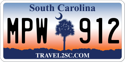 SC license plate MPW912