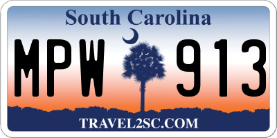 SC license plate MPW913