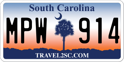 SC license plate MPW914