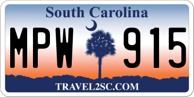 SC license plate MPW915