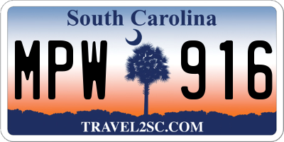 SC license plate MPW916