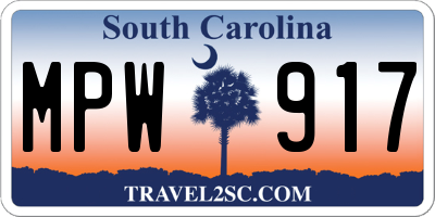 SC license plate MPW917