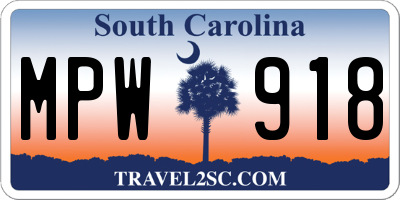 SC license plate MPW918